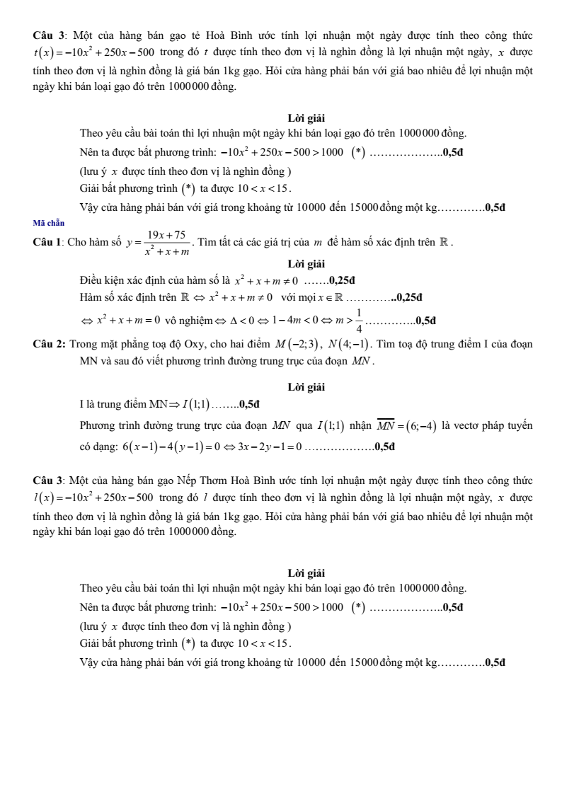 Đề thi Học kì 2 Toán 10 trường THPT Nguyễn Thị Giang (Vĩnh Phúc) năm 2024-2025