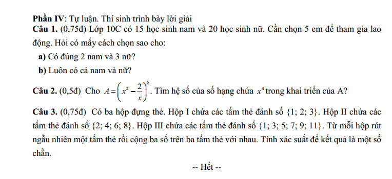 Đề thi Học kì 2 Toán 10 trường THPT số 1 Ngô Gia Tự (Đắk Lắk) năm 2025-2026
