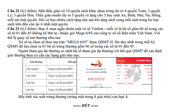 Đề thi Học kì 2 Toán 10 trường THPT Vĩnh Linh (Quảng Trị) năm 2025-2026