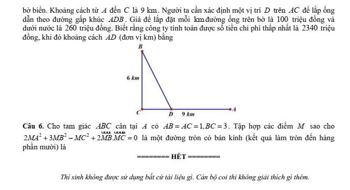 Đề thi khảo sát chất lượng đầu năm Toán 10 năm 2024-2025 trường THPT Lê Văn Thịnh