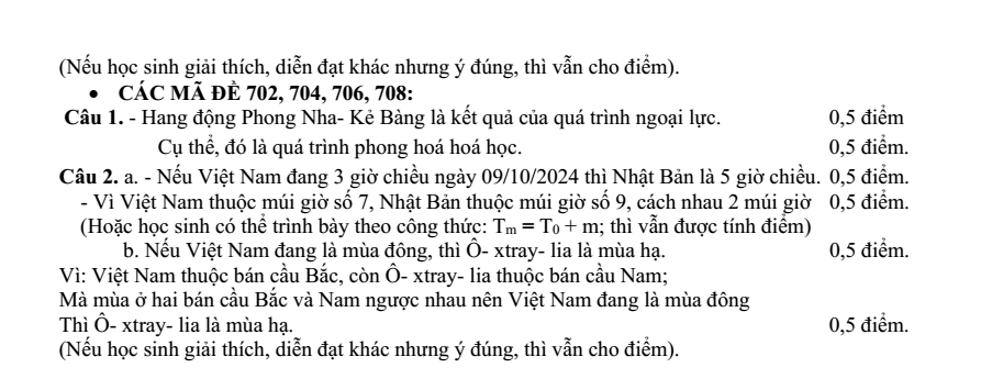 Đề thi Giữa kì 1 Địa Lí 10 năm 2024-2025 trường THPT Nguyễn Huệ (Quảng Nam)