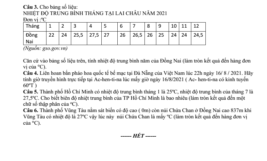 Đề thi Giữa kì 1 Địa Lí 10 năm 2024-2025 trường THPT Thống Nhất A (Đồng Nai)