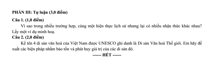 Đề thi Giữa kì 1 Lịch Sử 10 năm 2025-2026 trường THPT số 1 Ngô Gia Tự (Đắk Lắk)