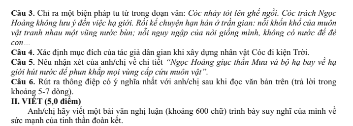 Đề thi Giữa kì 1 Văn 10 năm 2025-2026 trường THPT Gia Bình Số 1 (Bắc Ninh)