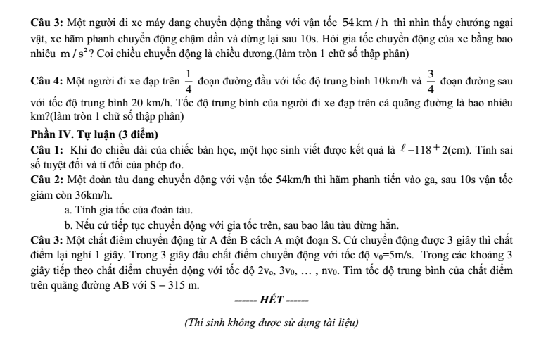 Đề thi Giữa kì 1 Vật Lí 10 năm 2025-2026 trường THPT Hướng Hóa (Quảng Trị)