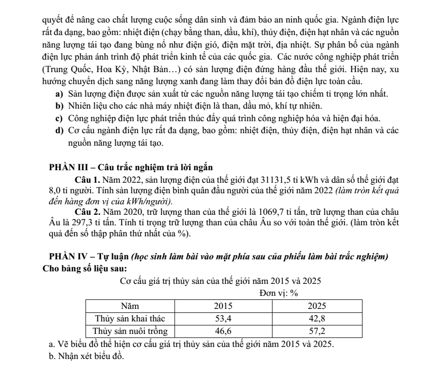 Đề thi Giữa kì 2 Địa Lí 10 năm 2025-2026 trường THPT Xuyên Mộc (Tp.HCM)
