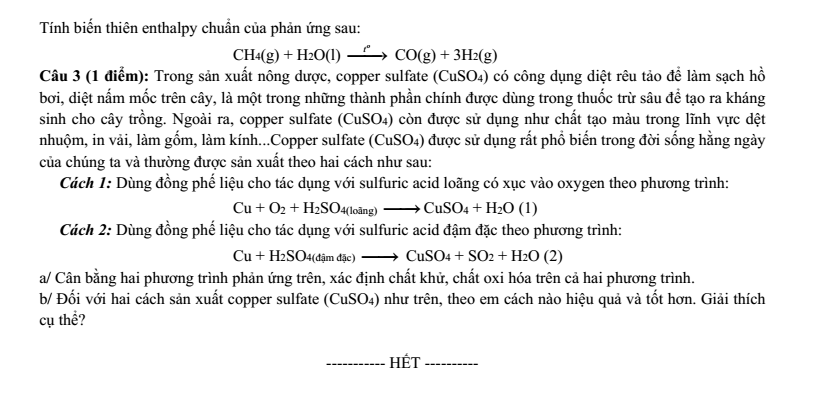 Đề thi Giữa kì 2 Hóa học 10 năm 2024-2025 trường THPT Hồ Nghinh (Quảng Nam)