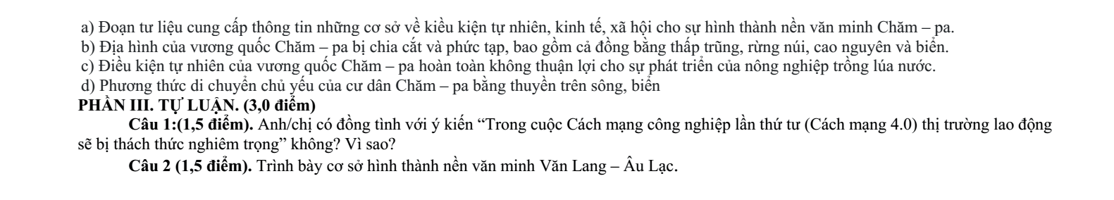 Đề thi Giữa kì 2 Lịch Sử 10 năm 2024-2025 trường THPT Bố Hạ (Bắc Giang)