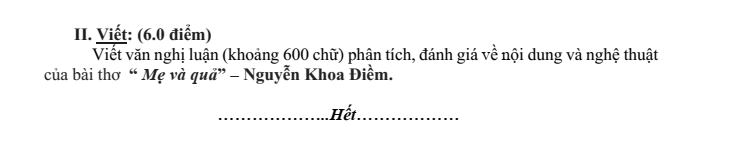 Đề thi Giữa kì 2 Văn 10 năm 2025-2026 trường THPT Xuyên Mộc (Tp.HCM)