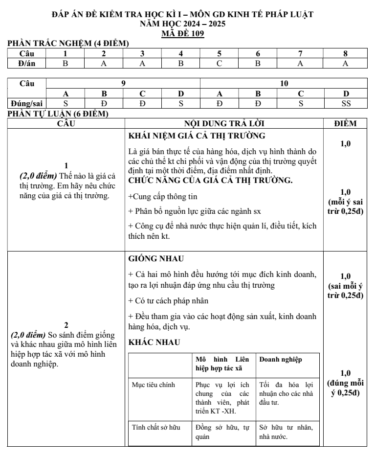 Đề thi Học kì 1 KTPL 10 năm 2024-2025 trường THPT Bình Chiểu (Tp.HCM)