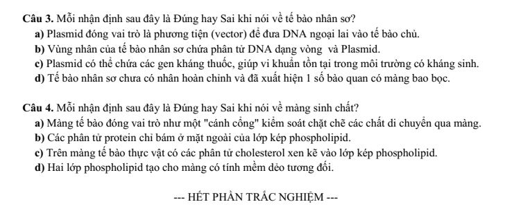 Đề thi Học kì 1 Sinh học 10 năm 2025-2026 trường THPT Lương Thế Vinh (Tp.HCM)