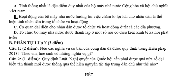Đề thi Học kì 2 KTPL 10 năm 2024-2025 trường THPT Hồ Nghinh (Quảng Nam)
