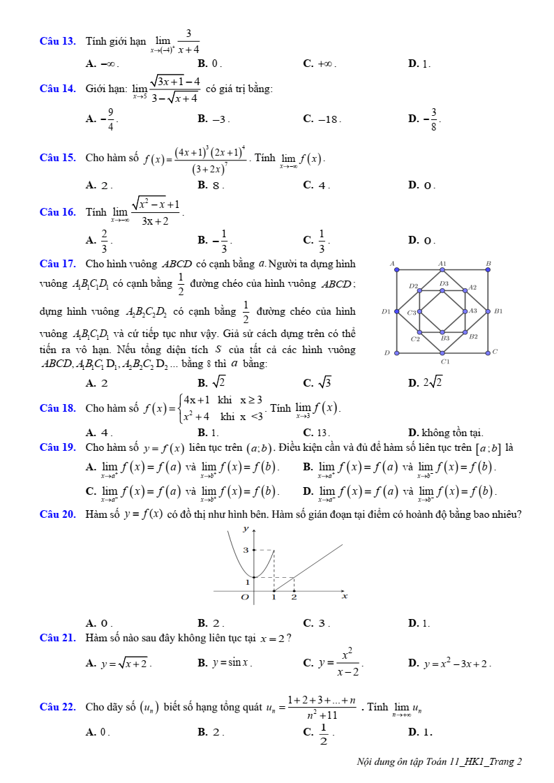 Đề cương ôn tập Học kì 1 Toán 11 trường THPT Trần Phú năm 2025-2026