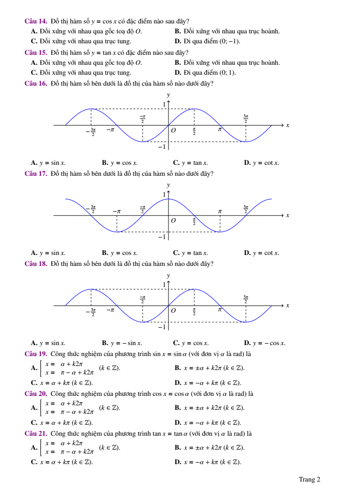 Đề cương ôn tập Giữa kì 1 Toán 11 trường THPT Đức Trọng năm 2025-2026