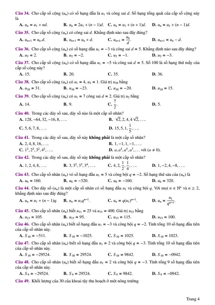 Đề cương ôn tập Giữa kì 1 Toán 11 trường THPT Đức Trọng năm 2025-2026