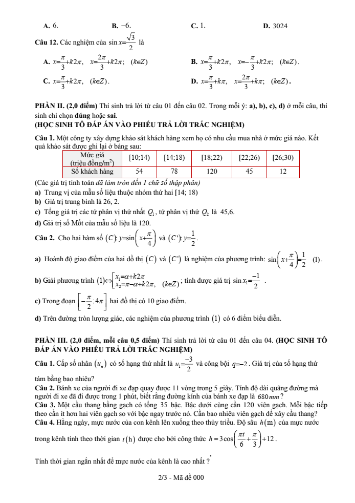 Đề cương ôn tập Giữa kì 1 Toán 11 trường THPT Ea H’Leo năm 2025-2026