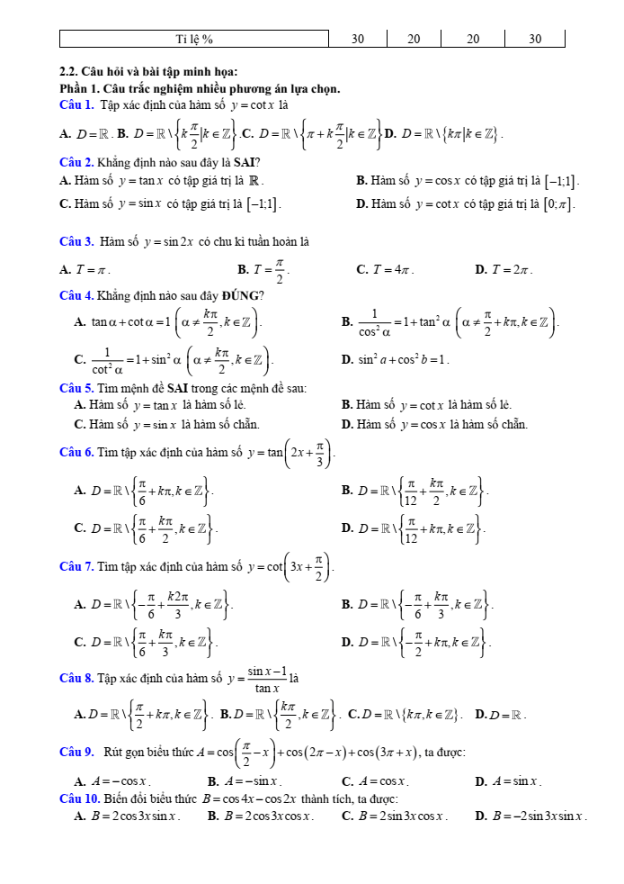 Đề cương ôn tập Giữa kì 1 Toán 11 trường THPT Hoàng Văn Thụ năm 2025-2026