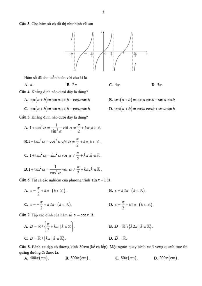 Đề cương ôn tập Giữa kì 1 Toán 11 trường THPT Sơn Động số 3 năm 2025-2026