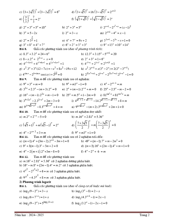 Đề cương ôn tập Giữa kì 2 Toán 11 trường THPT Chuyên Bảo Lộc năm 2024-2025