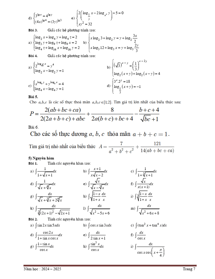 Đề cương ôn tập Giữa kì 2 Toán 11 trường THPT Chuyên Bảo Lộc năm 2024-2025