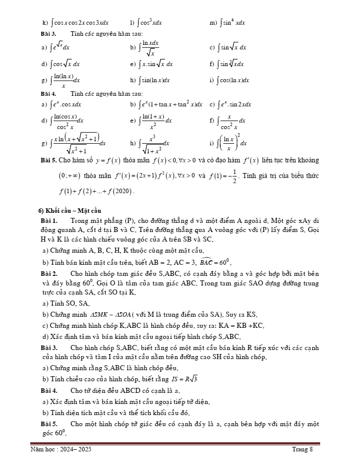 Đề cương ôn tập Giữa kì 2 Toán 11 trường THPT Chuyên Bảo Lộc năm 2024-2025