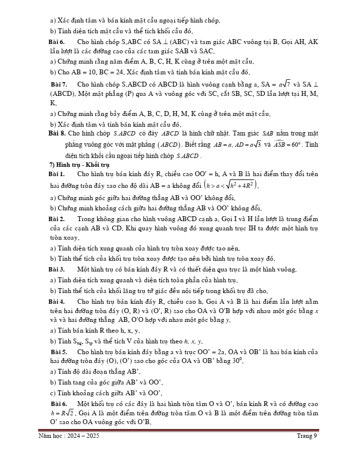 Đề cương ôn tập Giữa kì 2 Toán 11 trường THPT Chuyên Bảo Lộc năm 2024-2025
