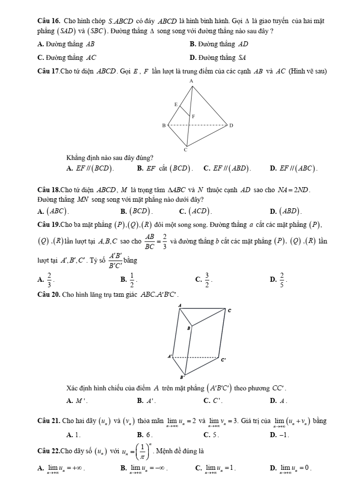 Đề cương ôn tập Học kì 1 Toán 11 trường THPT Thanh Khê năm 2024-2025