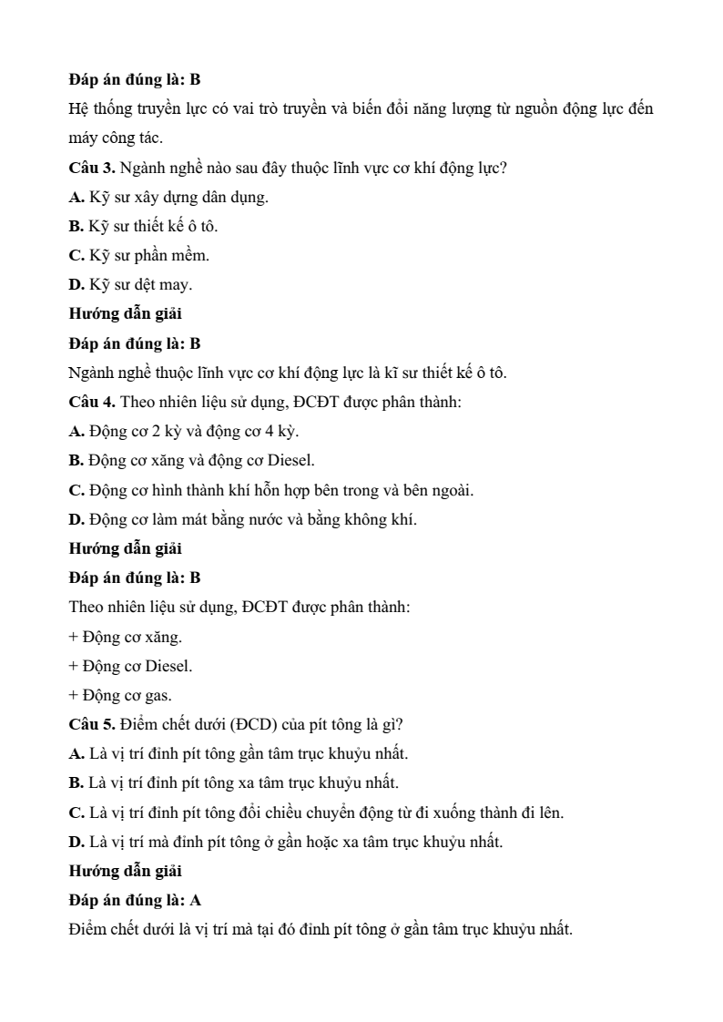 3 Đề thi Giữa kì 2 Công nghệ cơ khí 11 Kết nối tri thức (cấu trúc mới, có đáp án)