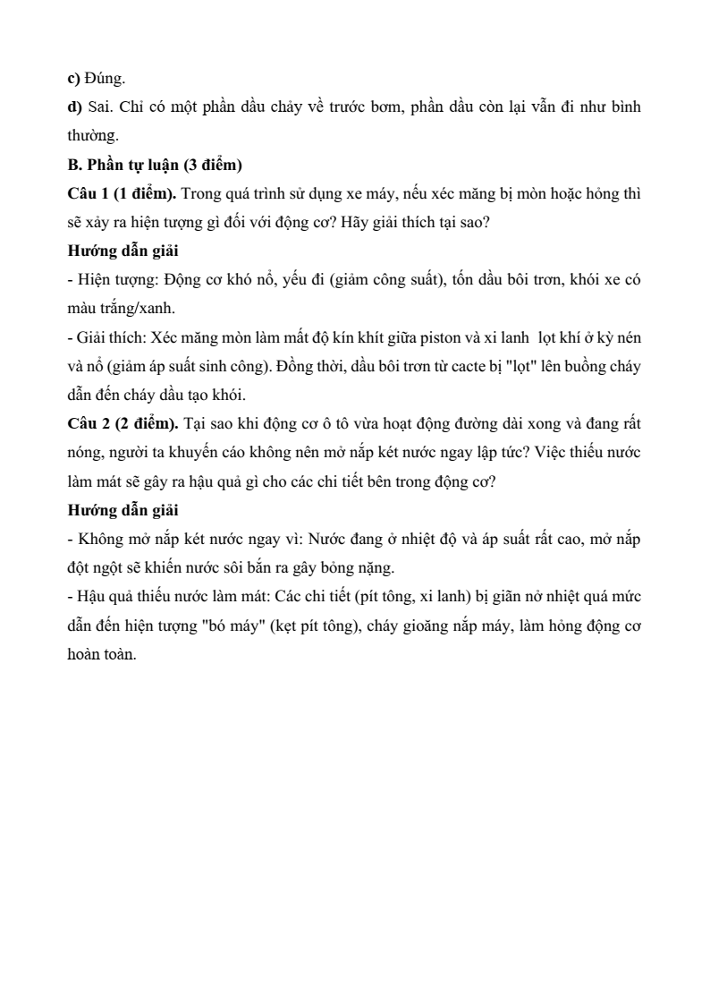 3 Đề thi Giữa kì 2 Công nghệ cơ khí 11 Kết nối tri thức (cấu trúc mới, có đáp án)