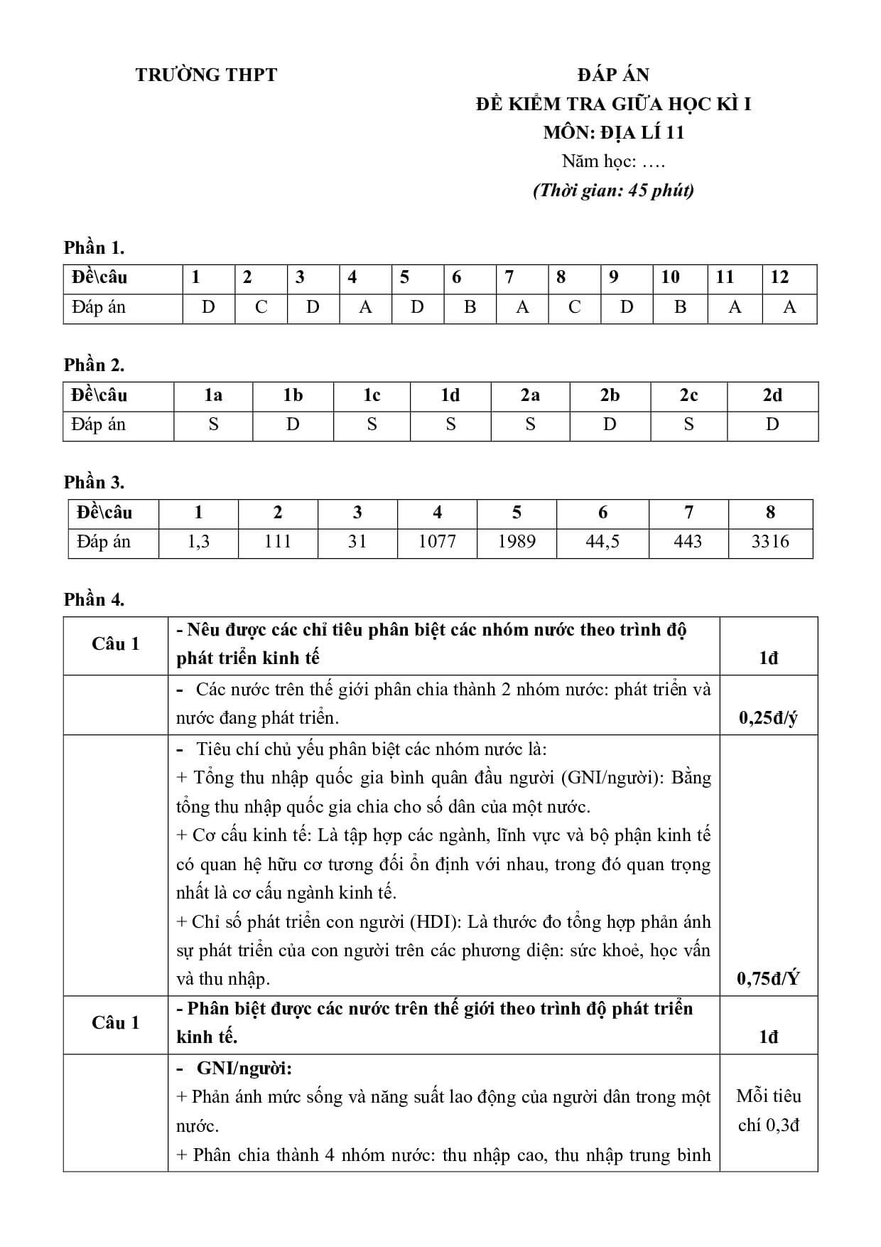 3 Đề thi Giữa kì 1 Địa Lí 11 Chân trời sáng tạo (có đáp án, cấu trúc mới)