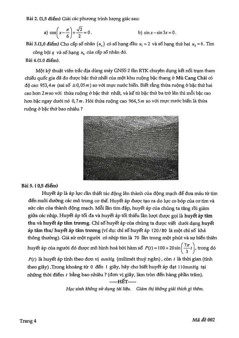 Đề thi Giữa kì 1 Toán 11 THPT Phan Đình Phùng năm 2025-2026