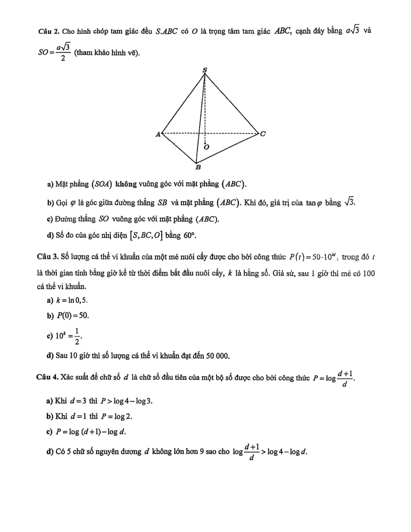 Đề thi Giữa kì 2 Toán 11 trường THPT Châu Văn Liêm (Cần Thơ) năm 2025-2026