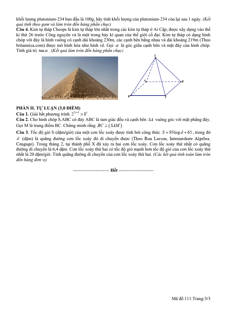 Đề thi Giữa kì 2 Toán 11 trường THPT Duy Tân (Quảng Ngãi) năm 2025-2026