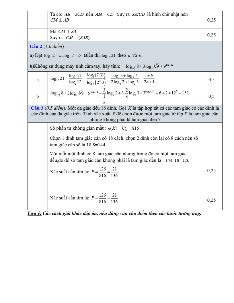 Đề thi Giữa kì 2 Toán 11 trường THPT Hàm Long (Bắc Ninh) năm 2025-2026