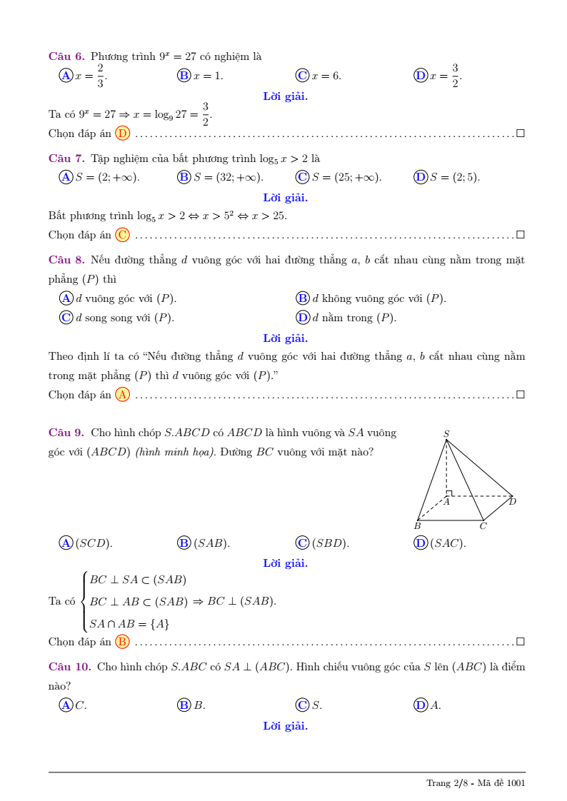 Đề thi Giữa kì 2 Toán 11 trường THPT Lê Quý Đôn (Quảng Ngãi) năm 2025-2026