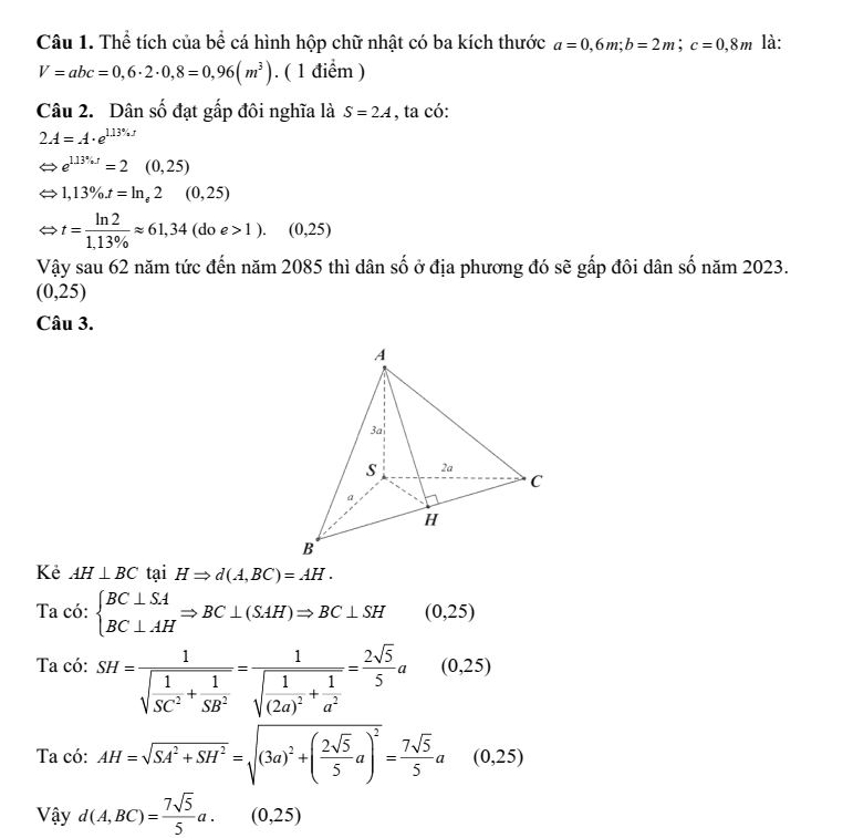 Đề thi Giữa kì 2 Toán 11 trường THPT Mường Than (Lai Châu) năm 2024-2025