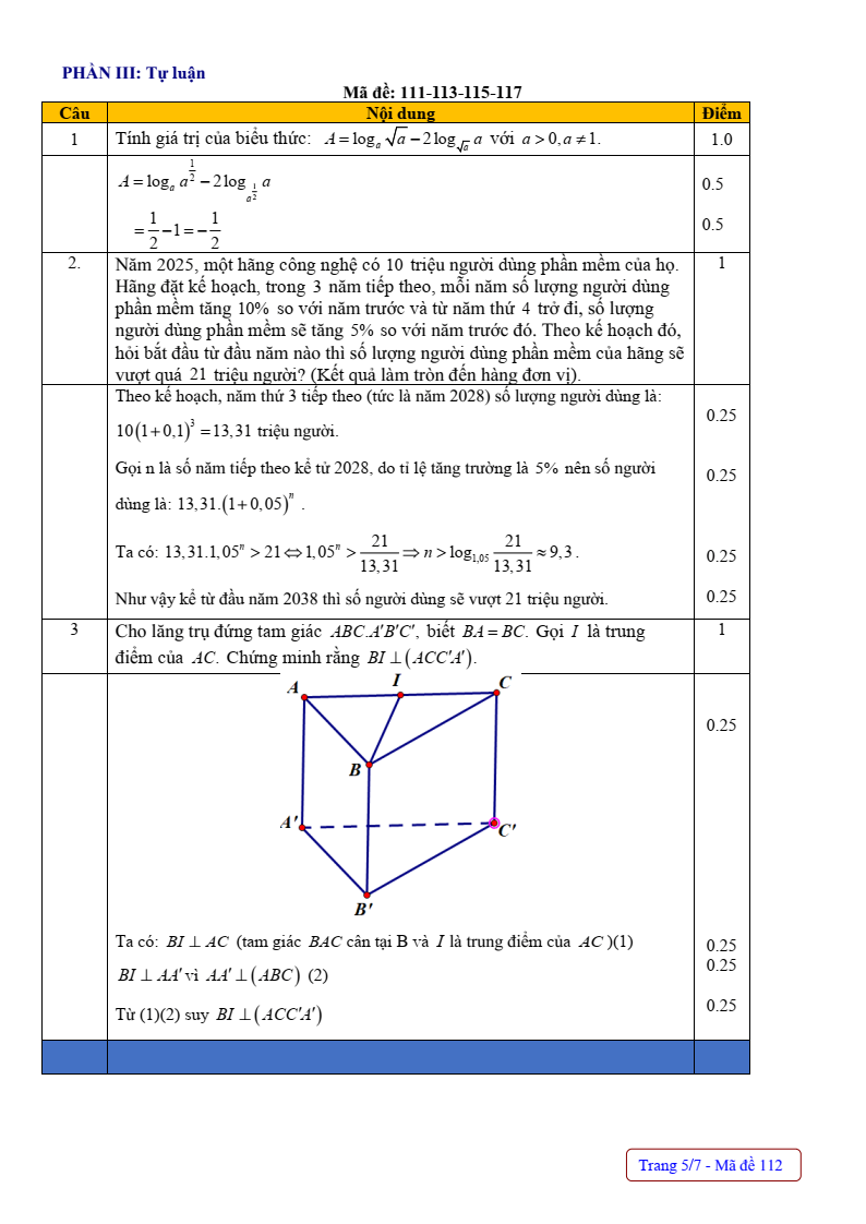 Đề thi Giữa kì 2 Toán 11 trường THPT Nguyễn Huệ (Huế) năm 2024-2025