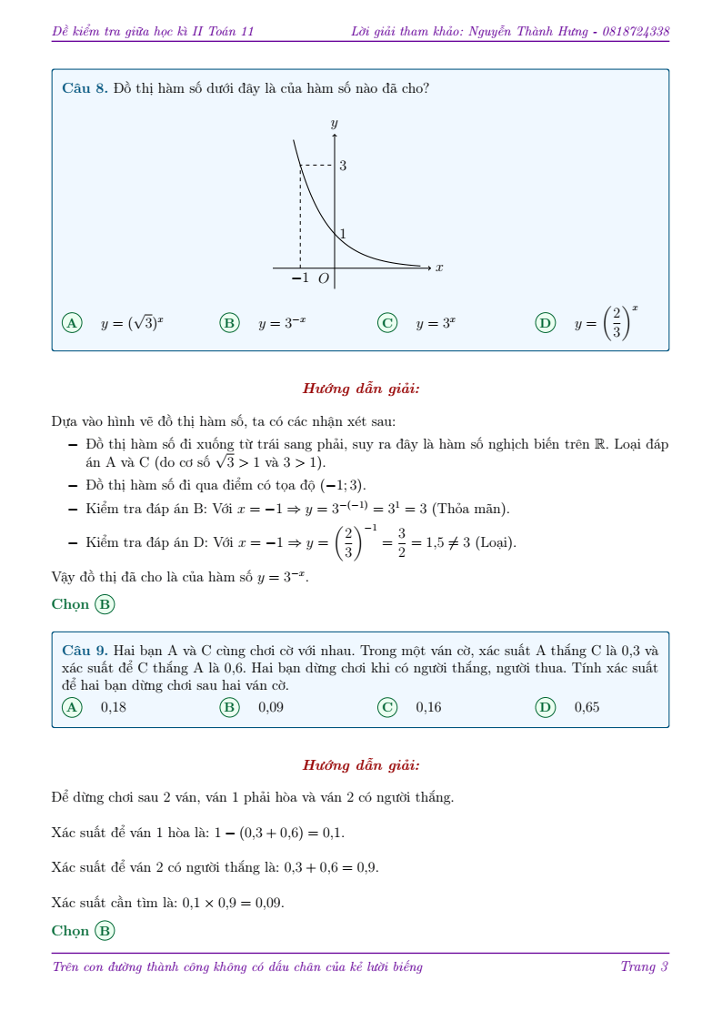 Đề thi Giữa kì 2 Toán 11 trường THPT Phú Mỹ (TP HCM) năm 2025-2026