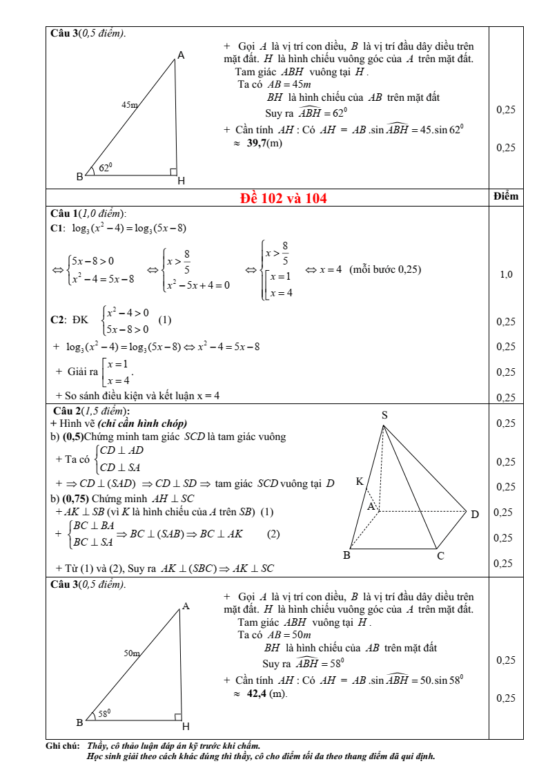 Đề thi Giữa kì 2 Toán 11 trường THPT Quế Sơn (Đà Nẵng) năm 2025-2026