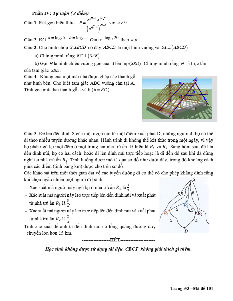 Đề thi Giữa kì 2 Toán 11 trường THPT Thị xã Quảng Trị năm 2024-2025