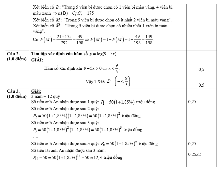 Đề thi Giữa kì 2 Toán 11 trường THPT Trần Quang Khải (Bà Rịa - Vũng Tàu) năm 2024-2025