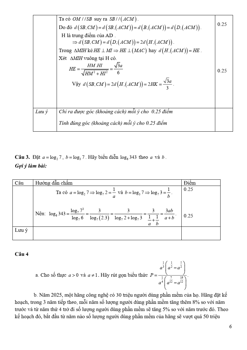 Đề thi Giữa kì 2 Toán 11 trường THPT Vĩnh Linh (Quảng Trị) năm 2025-2026