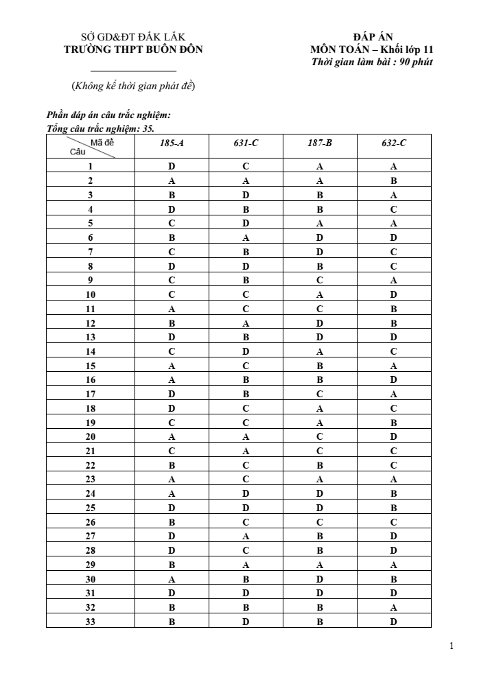 Đề thi Học kì 1 Toán 11 năm 2023-2024 trường THPT Buôn Đôn (Đắk Lắk)