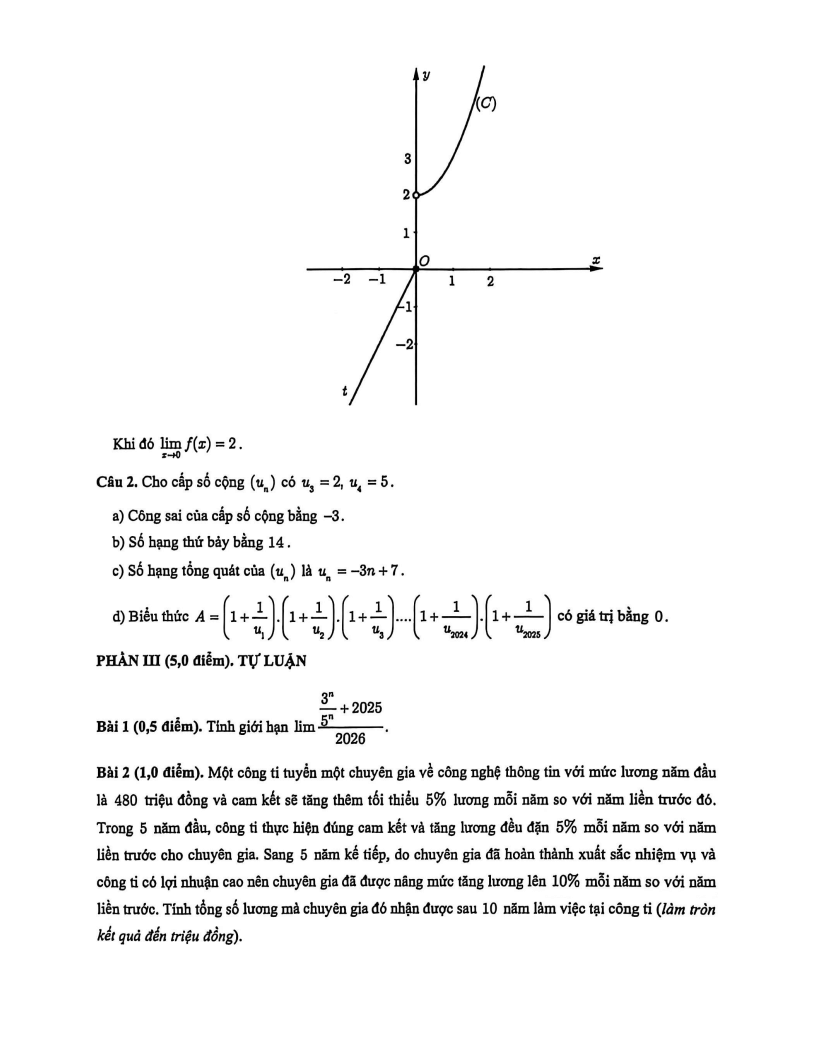 Đề thi Học kì 1 Toán 11 trường TH Thực hành Sài Gòn năm 2025-2026