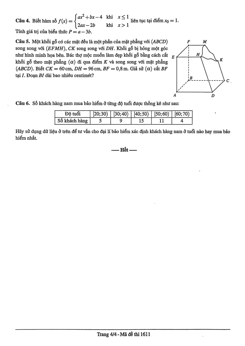 Đề thi Học kì 1 Toán 11 trường THPT Marie Curie năm 2025-2026