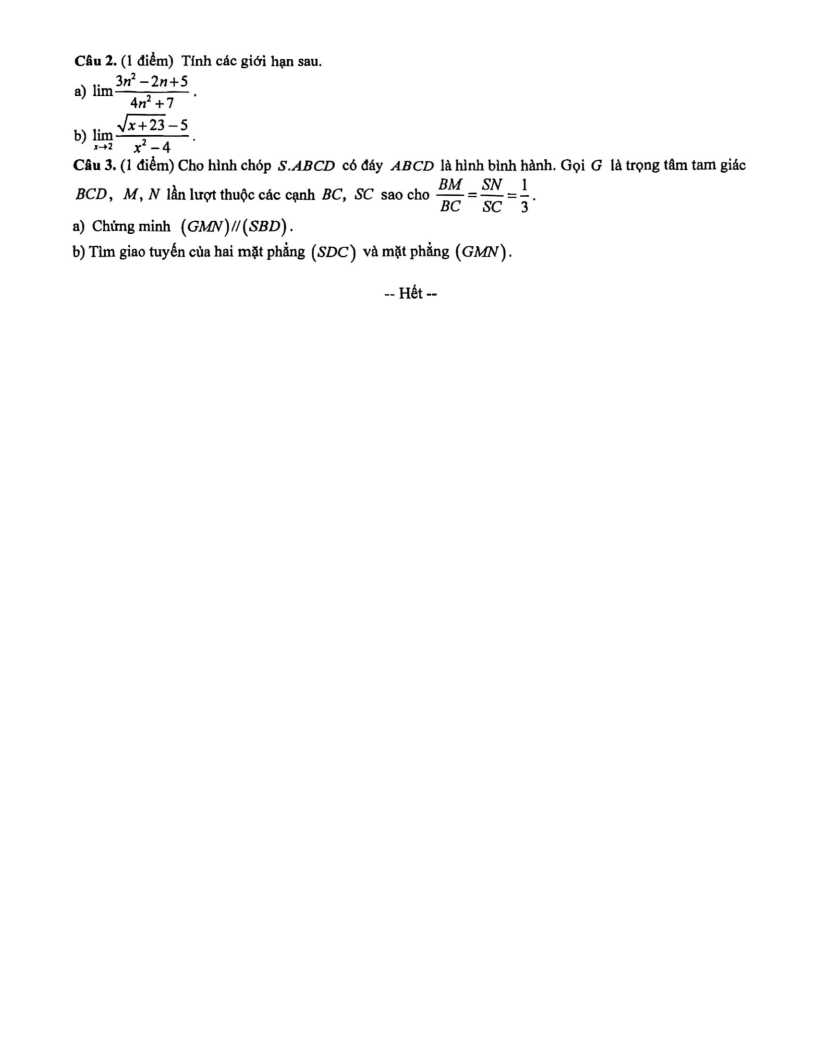 Đề thi Học kì 1 Toán 11 trường THPT Phan Huy Chú (Hà Nội) năm 2025-2026