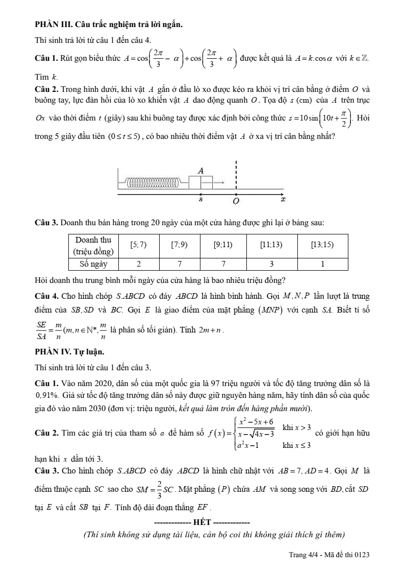 Đề thi Học kì 1 Toán 11 trường THPT Phùng Khắc Khoan năm 2025-2026