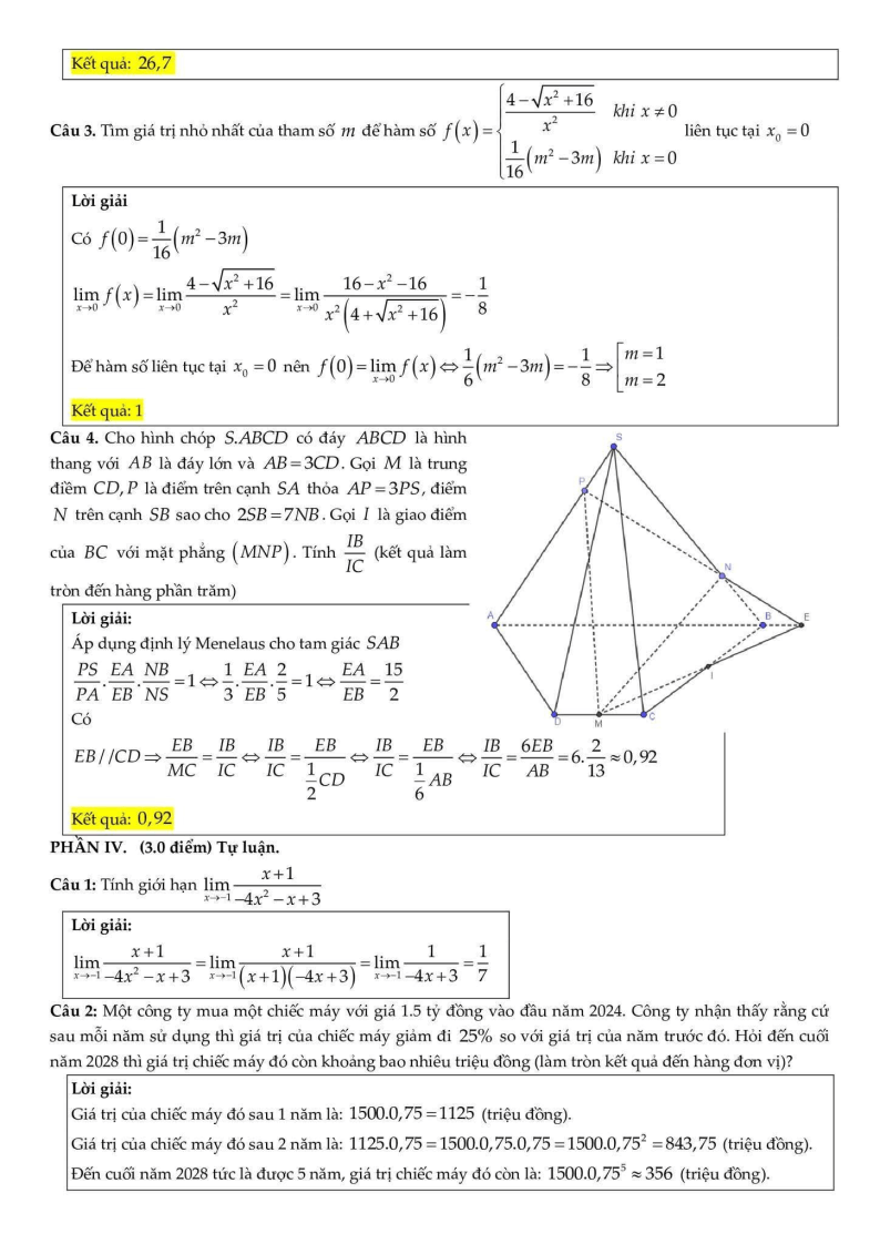 Đề thi Học kì 1 Toán 11 trường THPT Tây Thạnh năm 2025-2026
