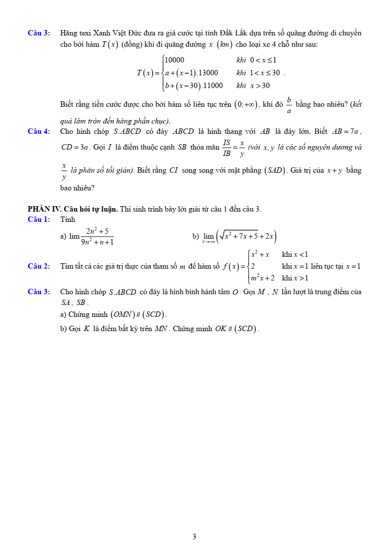 Đề thi Học kì 1 Toán 11 trường THPT Thủ Đức năm 2025-2026