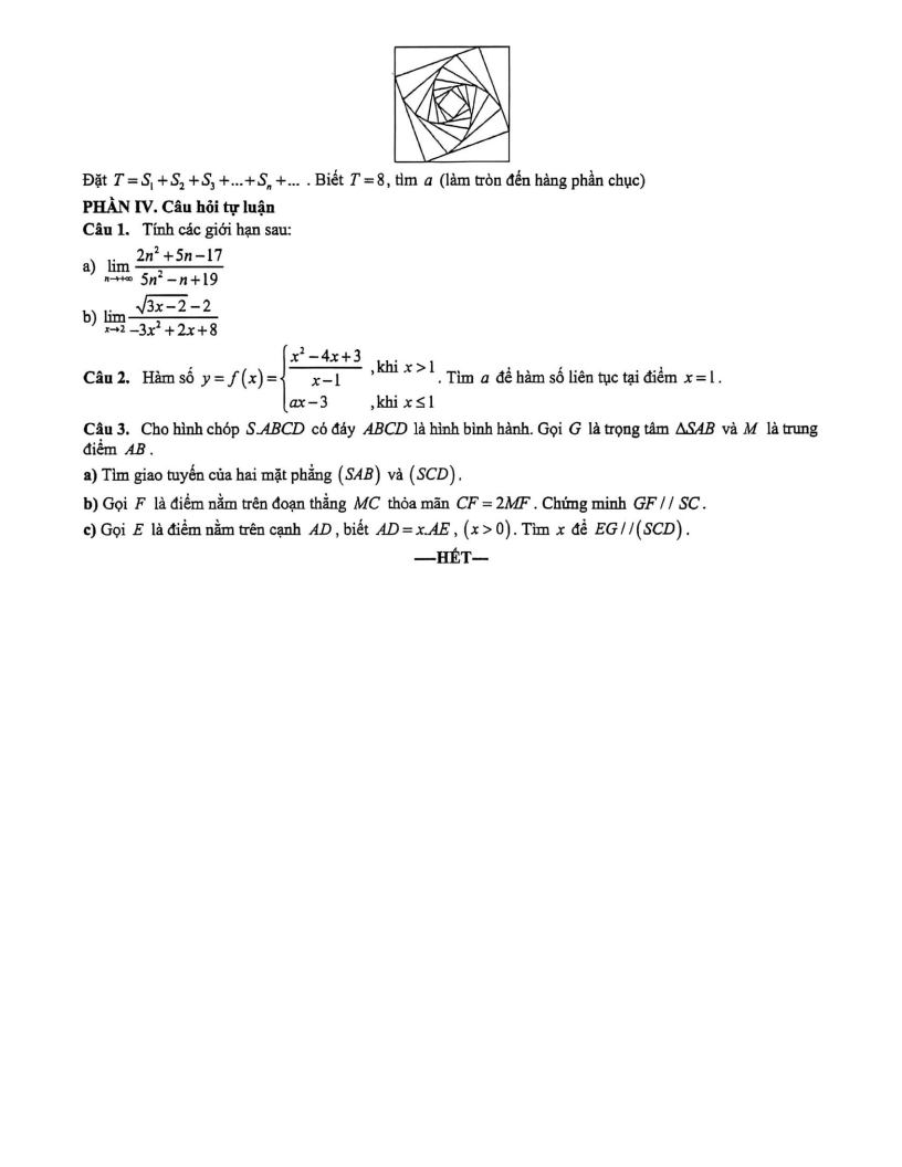 Đề thi Học kì 1 Toán 11 trường THPT Trần Phú năm 2025-2026